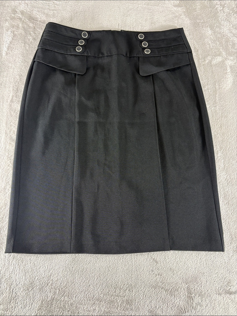 Cato Black Pencil Skirt with Decorative Button Waist career office size 6